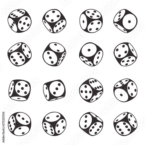 A set of gaming dice. The symbol of gambling. Victory and Success. Vector image on white background.