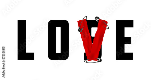 Lose - Love slogan with safety pin and red tape. T-shirt design, typography graphics for tee shirt. Vector illustration.