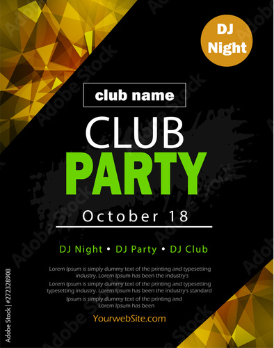 party flyer poster. Futuristic club flyer design template