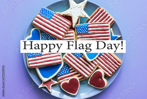 Homemade cookies in the shape of the American flag -  Happy flag day USA photo