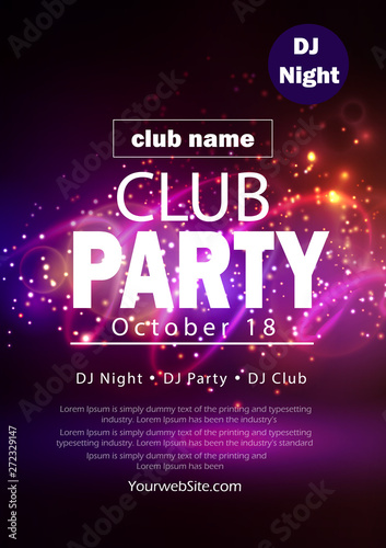 party flyer poster. Futuristic club flyer design template