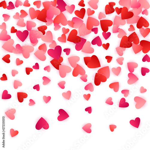 Red flying hearts bright love passion vector background.