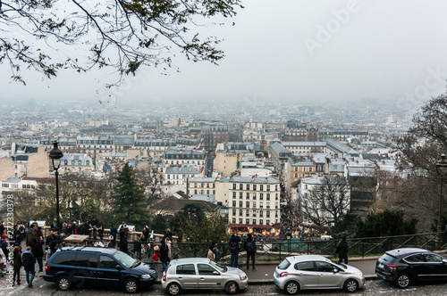Fototapeta Naklejka Na Ścianę i Meble -  Fog Covering Paris, France