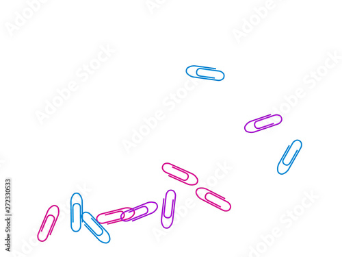 Stationary paperclips isolated on white background