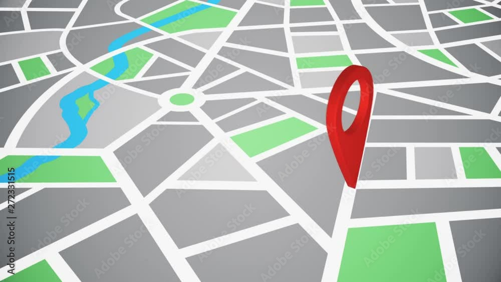 Location pinpoint on the navigation map. Schematic map of the city with ...