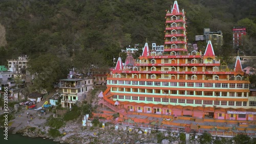 Aerial view on Rishikesh, India, 4k drone footage photo