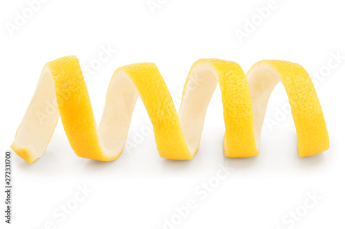 Lemon peel isolated on white background. Healthy food