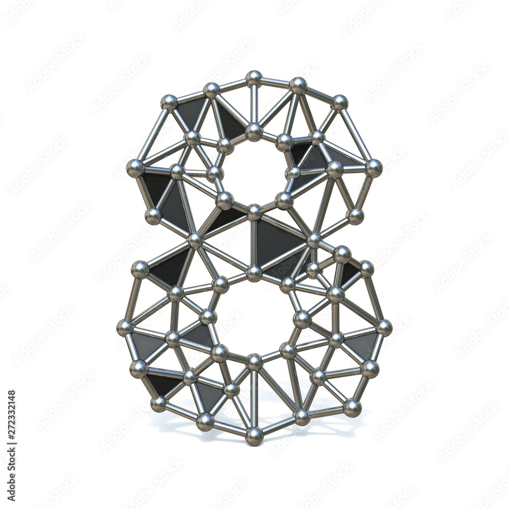 Wire low poly black metal Number 8 EIGHT 3D Wire low poly black metal Number 8 EIGHT 3D
