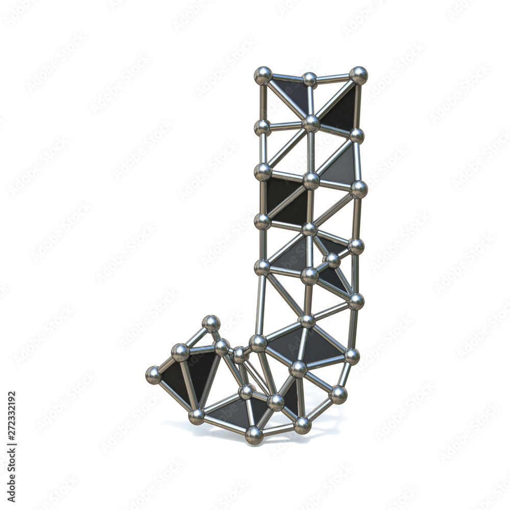 Wire low poly black metal Font Letter J 3D Wire low poly black metal Font Letter J 3D