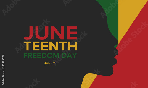 Juneteenth Independence Day. Freedom or Emancipation day. Annual american holiday, celebrated in June 19. African-American history and heritage. Poster, greeting card, banner and background. Vector photo