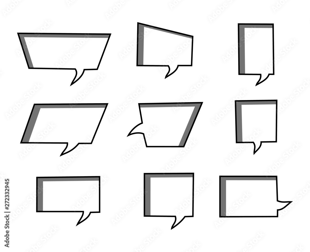 bubbles speech doodle set of different shapes and sizes. empty comic. text box. conversation chat. Boom isolated. Black line. vector illustration