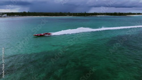 Fast Motor Racing Boat Speed At It Best, Taino Beach, Freeport, Bahamas