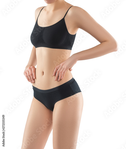 Beautiful perfect slim female body fitness woman