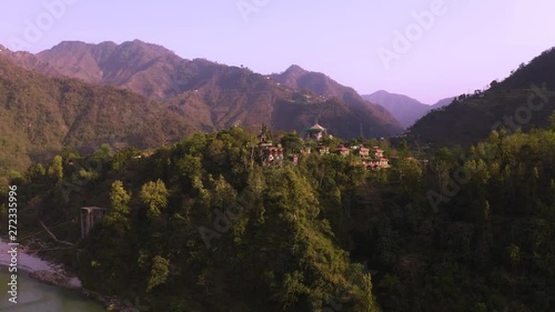 Himalaya agriculture terraces, 4k drone aerial footage photo