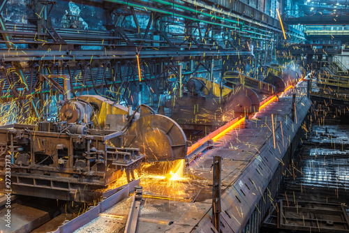 work process in metallurgical engineering at manufactory of steel plant   © photollurg