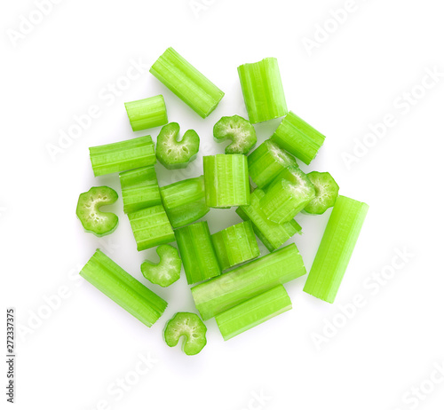 Top view of celery isolated on white background.