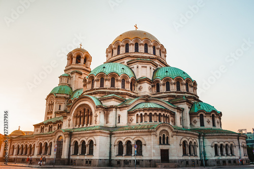 alexander nevsky cathedral famous landmark in sofia bulgaria during sunset