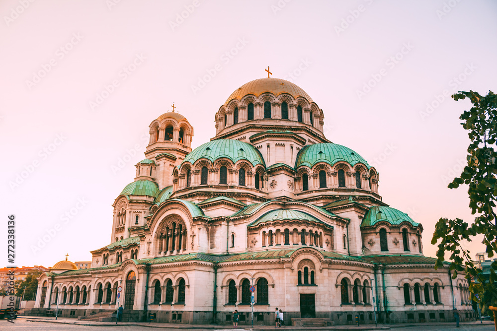alexander nevsky cathedral famous landmark in sofia bulgaria during sunset