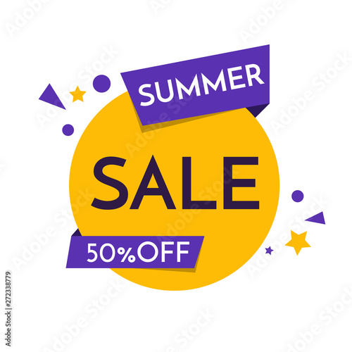 Summer Sale Banner icon, Poster, Flyer, 50 Off, Background. Super Sale, Special Offer on Every Brands .Vector illustration.