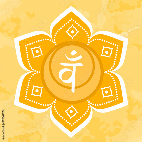 Swadhisthana icon. the second sacral chakra. Vector orange circle. Meditation sign