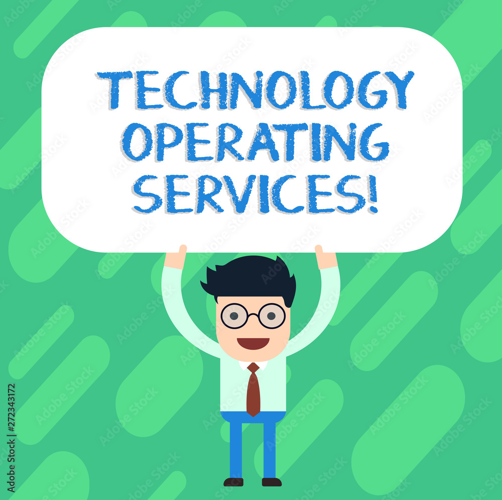 Handwriting text Technology Operating Services. Concept meaning Offer specialized technologyoriented results Man Standing Holding Above his Head Blank Rectangular Colored Board Handwriting text Technology Operating Services. Concept meaning Offer specialized technologyoriented results Man Standing Holding Above his Head Blank Rectangular Colored Board