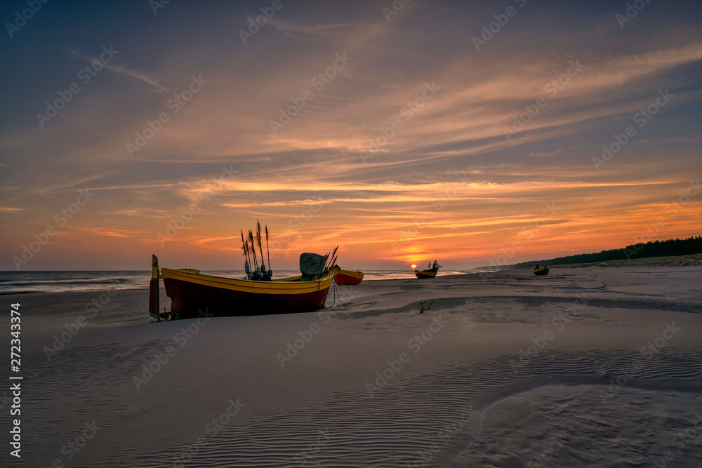 Fototapeta premium On the beach, before dawn, Baltic Sea, Debki, Poland