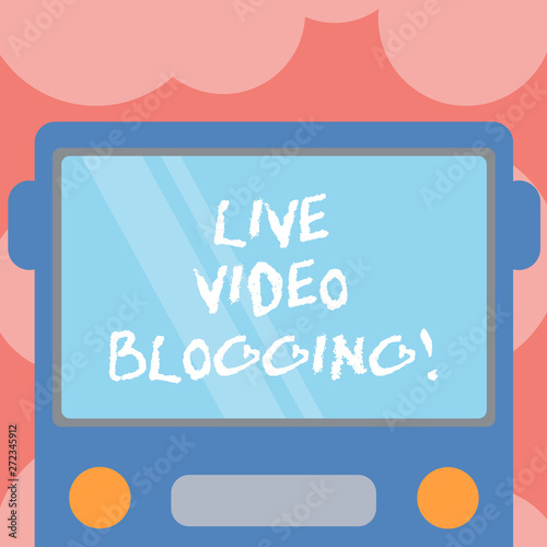 Wallpaper Mural Writing note showing Live Video Blogging. Business photo showcasing form of web television on internet made by bloggers Drawn Flat Front View of Bus with Blank Color Window Shield Reflecting Torontodigital.ca
