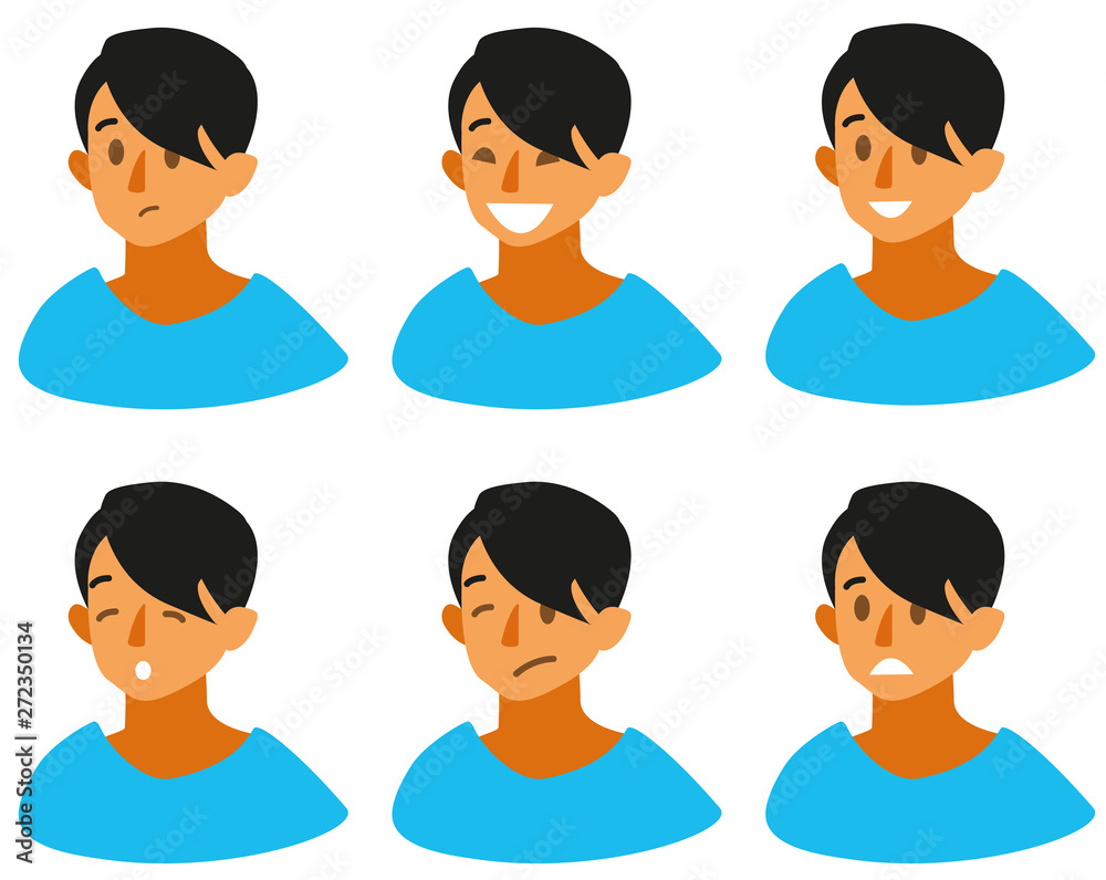 Set of boy s emotions. Facial expression. Beautiful boy emoji with a variety of facial expressions. Boy Avatar. Vector illustration of a flat design. Set of boy s emotions. Facial expression. Beautiful boy emoji with a variety of facial expressions. Boy Avatar. Vector illustration of a flat design.