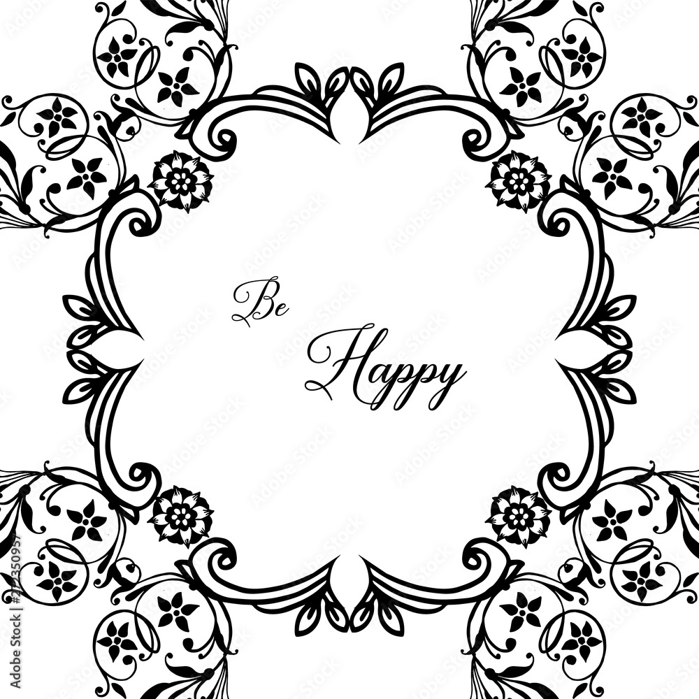 Vector illustration various pattern flower frame for decoration writing be happy