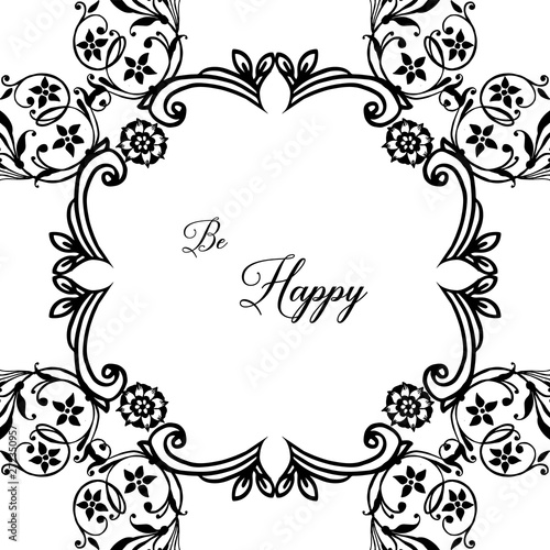 Vector illustration various pattern flower frame for decoration writing be happy