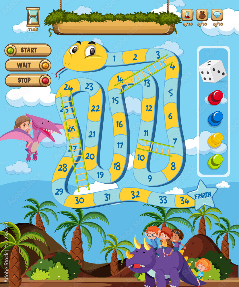 Naklejka premium A snake ladder game template