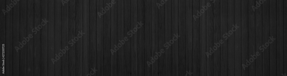 panorama of black wooden texure floor background table top view. - obrazy, fototapety, plakaty 