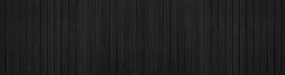 panorama of black wooden texure floor background table top view.