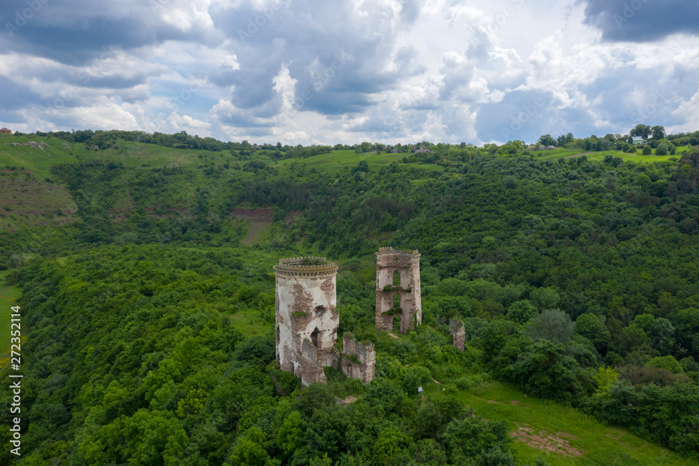 The remains of the gate tower on Castle Hill in the Ukrainian city of Kremenets