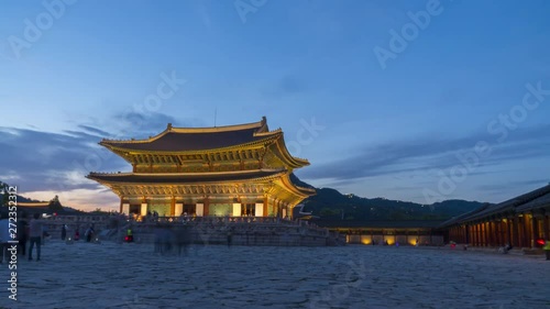 Timelapse at Gyeongbokgung Palace in Seoul,South Korea photo