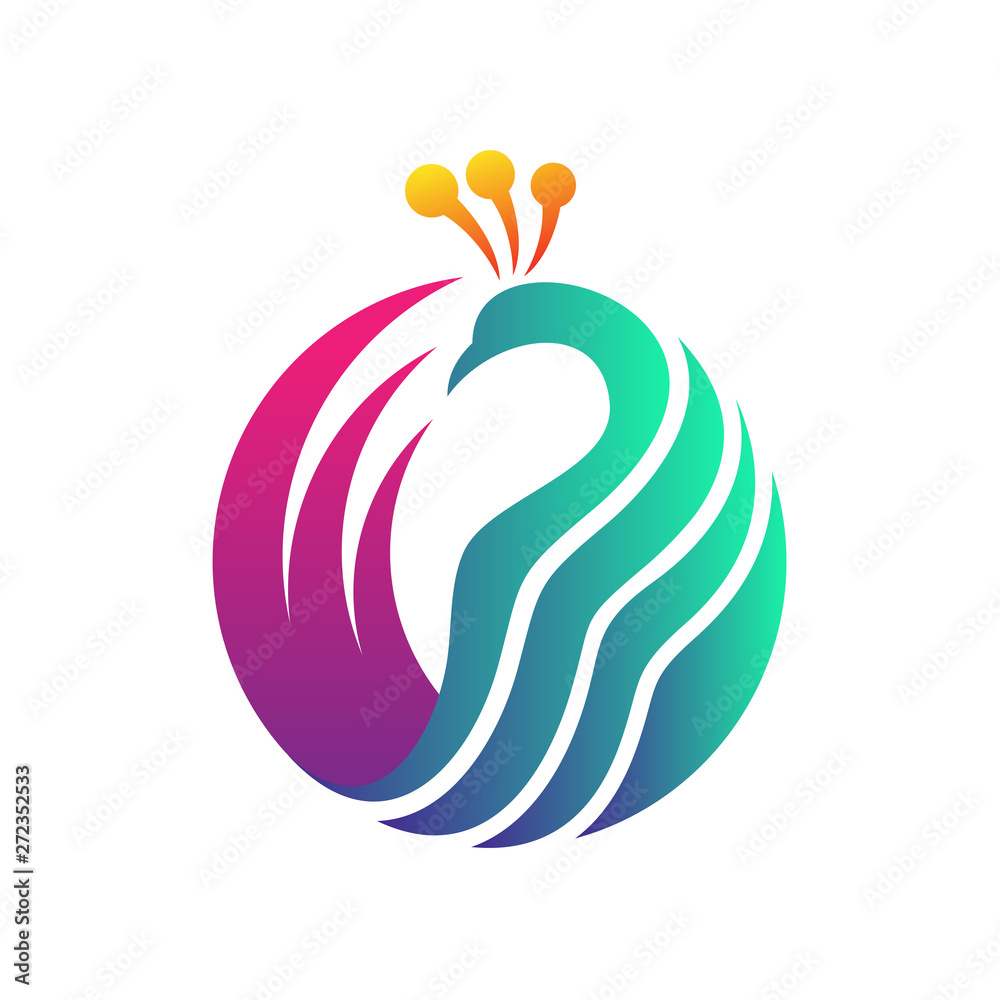 circle peacock flat logo design circle peacock flat logo design