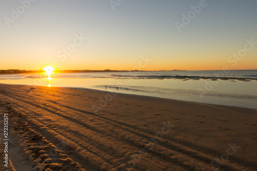 Sunset on Coolangatta beach  Gold Coast  Queensland  Australia