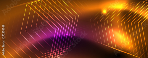 Shiny glowing design background  neon style lines  technology concept  vector