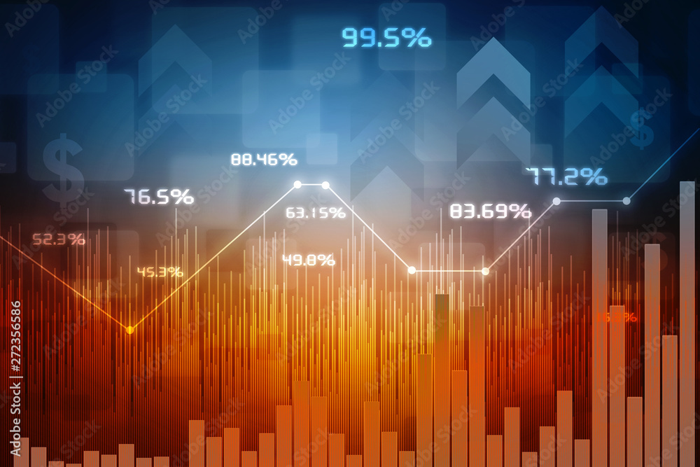 2d rendering Stock market online business concept. business Graph 