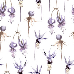 Keuken achterwand Gotisch patronen Donkere bloemen en bessen aquarel  © dinkoobraz