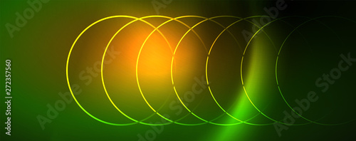 Shiny neon lines template - northern lights glowing blur lines. Futuristic style glow neon 80s disco club or night party techno template