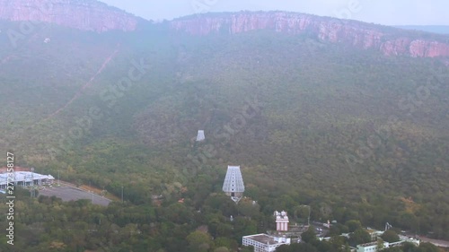 Tirupati in south India Tamil Nadu holy places, 4k aerial drone skyline footage photo