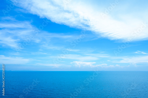 Calm Sea Ocean and light blue sky Background.