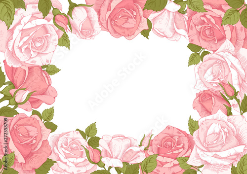 Floral Frame With Rose Flowers