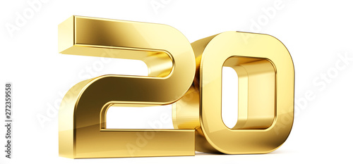 20 golden bold letters symbol 3D-Illustration photo