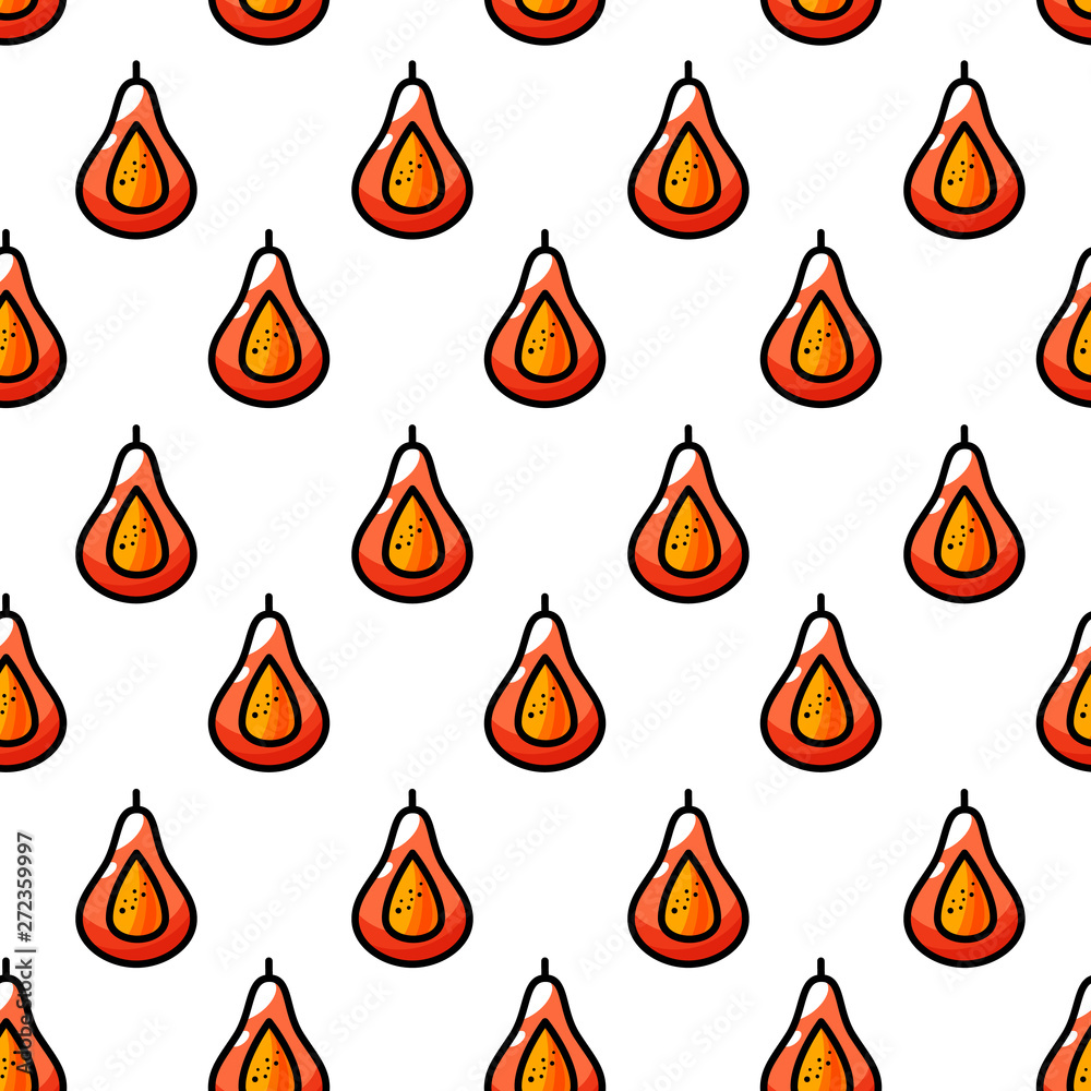 Vector seamless pattern with fragrant and juicy papaya Vector seamless pattern with fragrant and juicy papaya