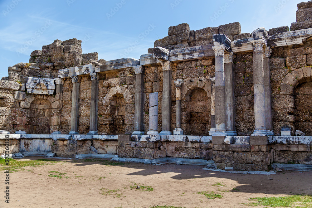 Old ruins of the city of Side Turkey