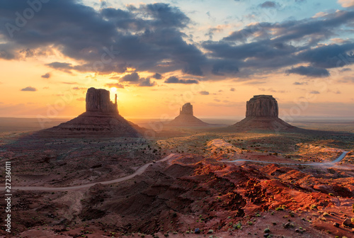 Spectacular sunrise at Monument Valley  Arizona - Utah  USA.