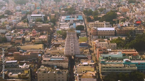 Tirupati in south India Tamil Nadu holy places, 4k aerial drone skyline footage photo