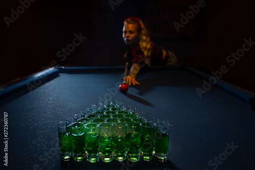 Pin up girl having fun in nightclub  photo